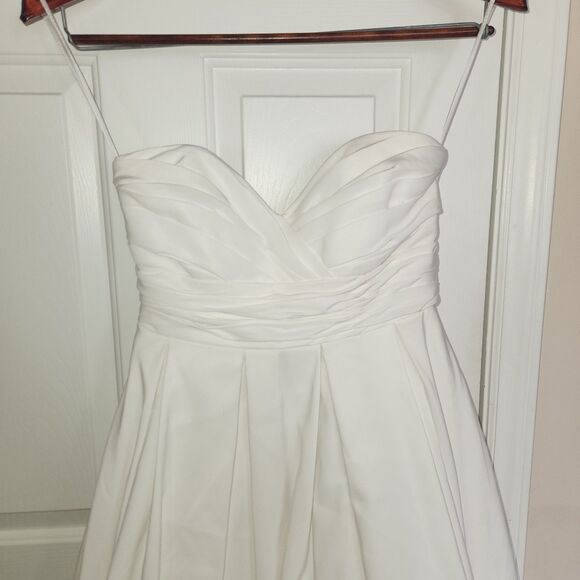 David's Bridal Pleated Strapless Wedding Dress Empire WaistSTYLE# WG3707Sz 10 - Picture 4 of 15